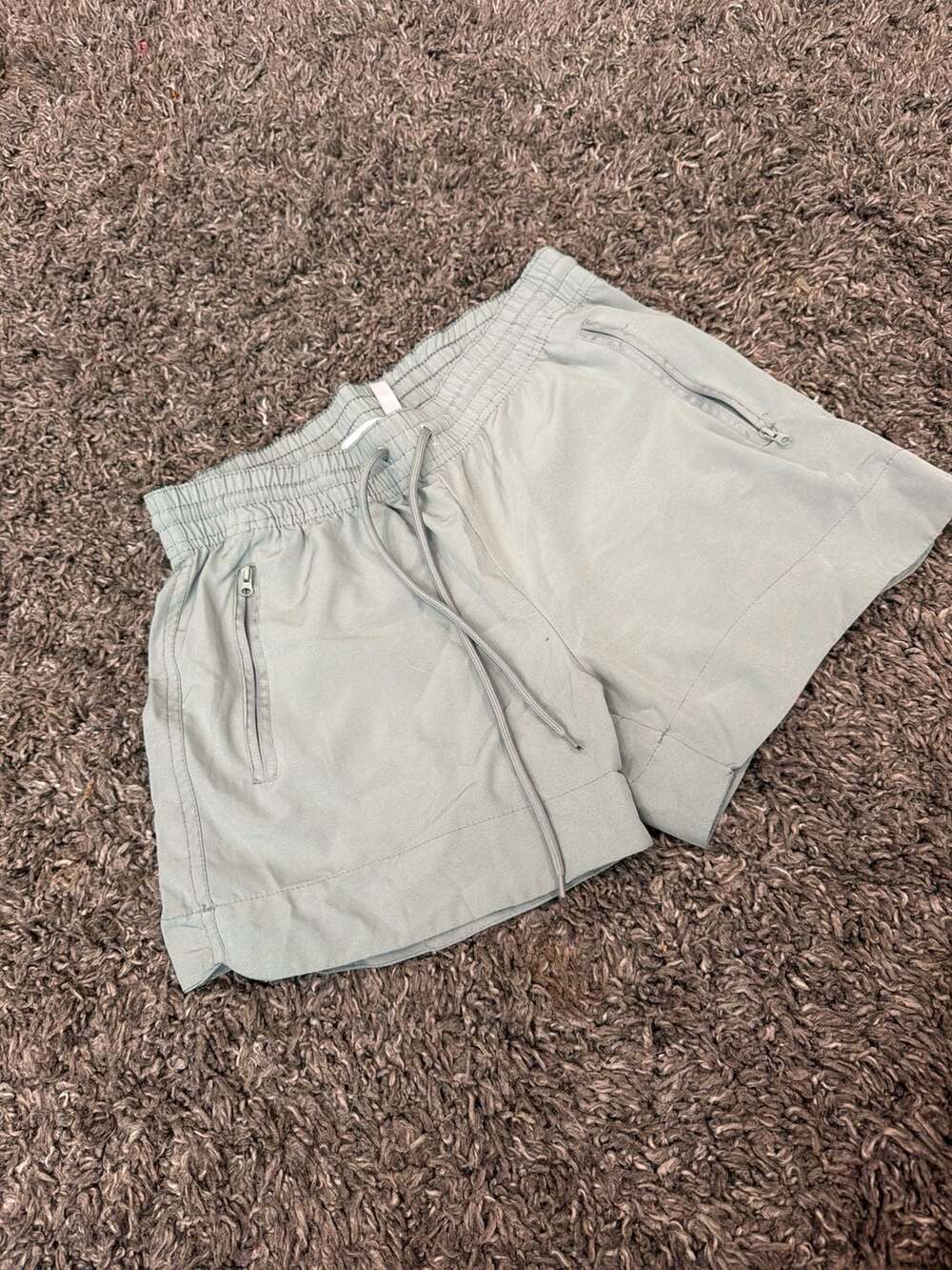 Embrace Life 18 Athleisure Sage Green Drawstring Athletic Shorts w/Zip Pockets